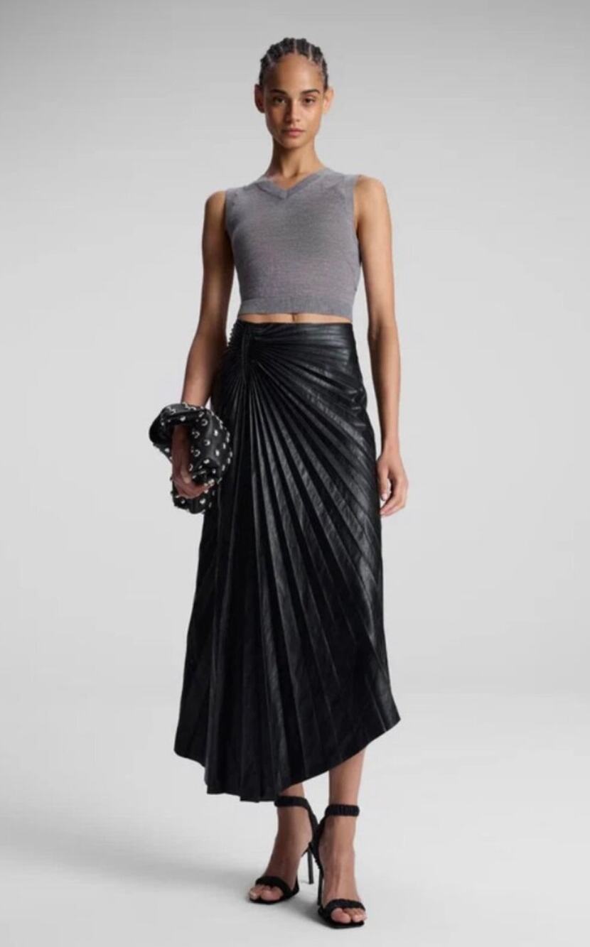 A.L.C. Tracy Textured Vegan Leather Midi Skirt size 6